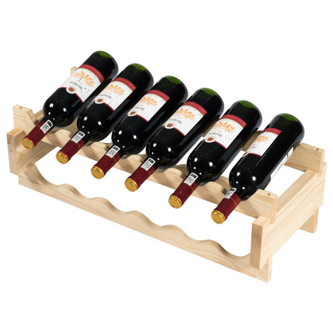 36 Bottles Stackable Wooden Wobble-Free Modular Wine Rack