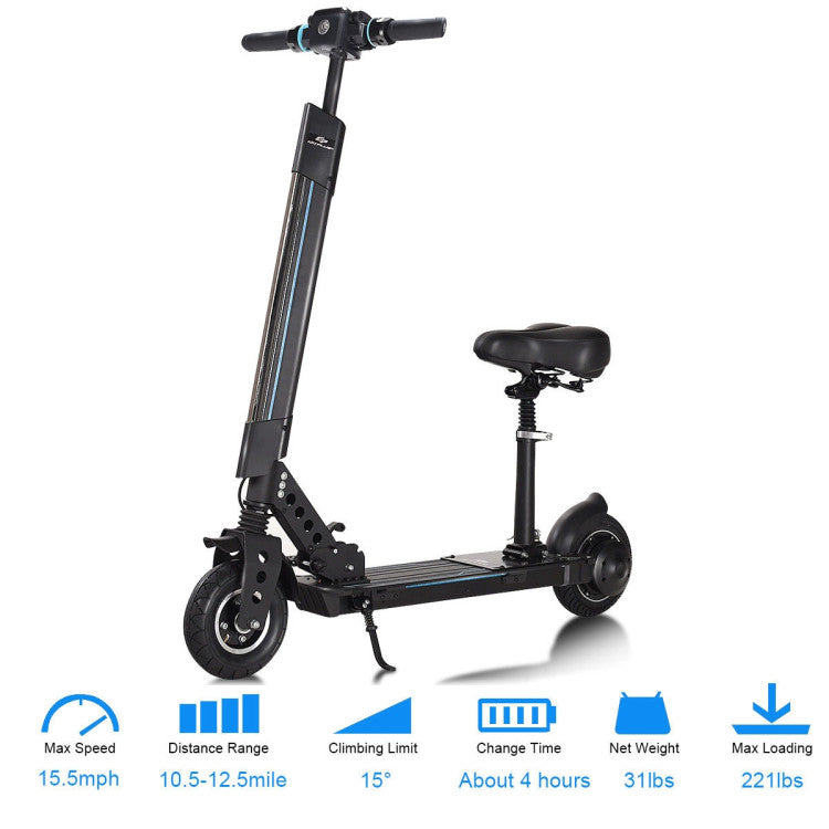 Costway Foldable Electric Scooter with Removable Seat LED