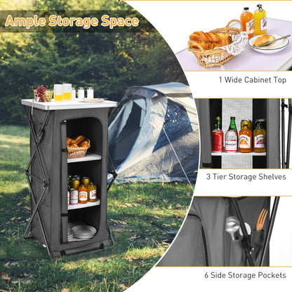 Folding Pop-Up Cupboard Compact Camping Storage Cabinet with Bag