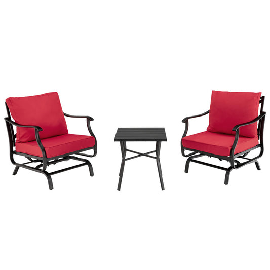 3-Piece Patio Rocking Chair Set with Coffee Table
