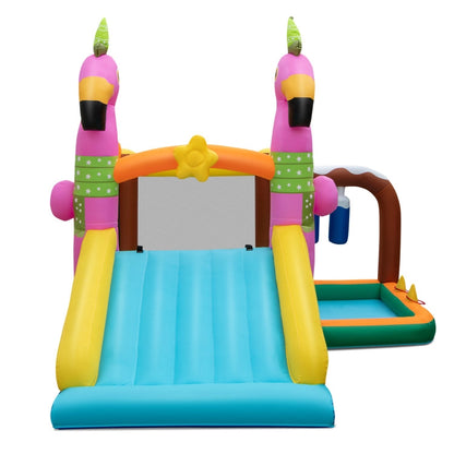 7-in-1 Flamingo Inflatable Bounce House with Slide without Blower