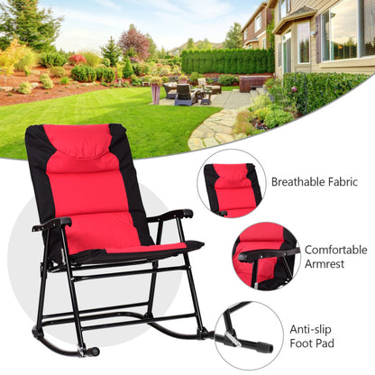 3-Piece Outdoor Folding Rocking Chair Table Set with Cushion