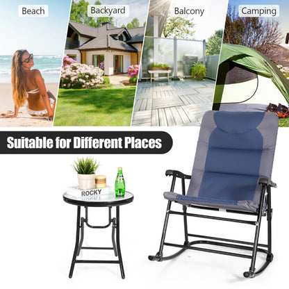 3-Piece Outdoor Folding Rocking Chair Table Set with Cushion