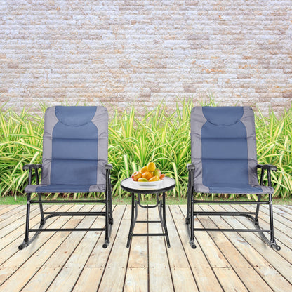 3-Piece Outdoor Folding Rocking Chair Table Set with Cushion