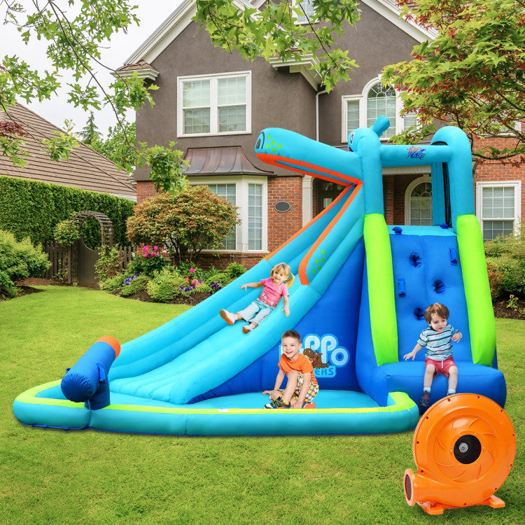 Hippo Inflatable Water Slide Bounce House with Air Blower