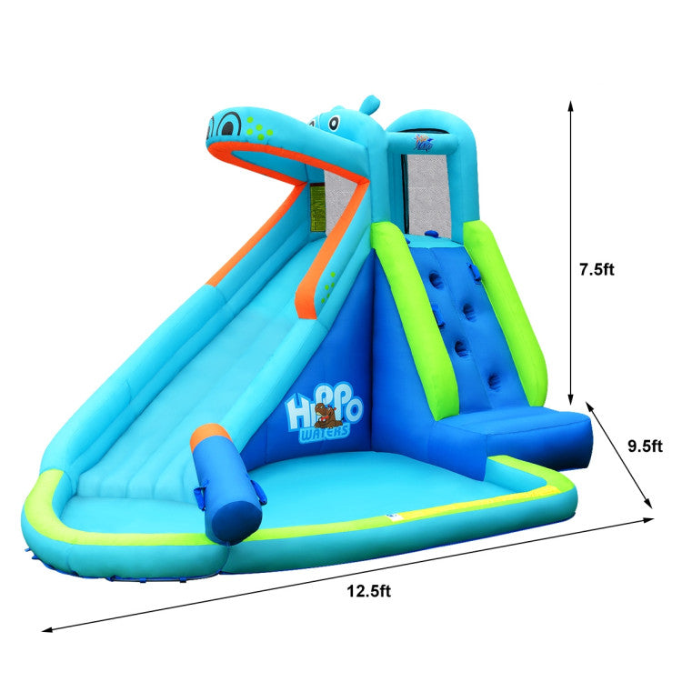 Hippo Inflatable Water Slide Bounce House with Air Blower