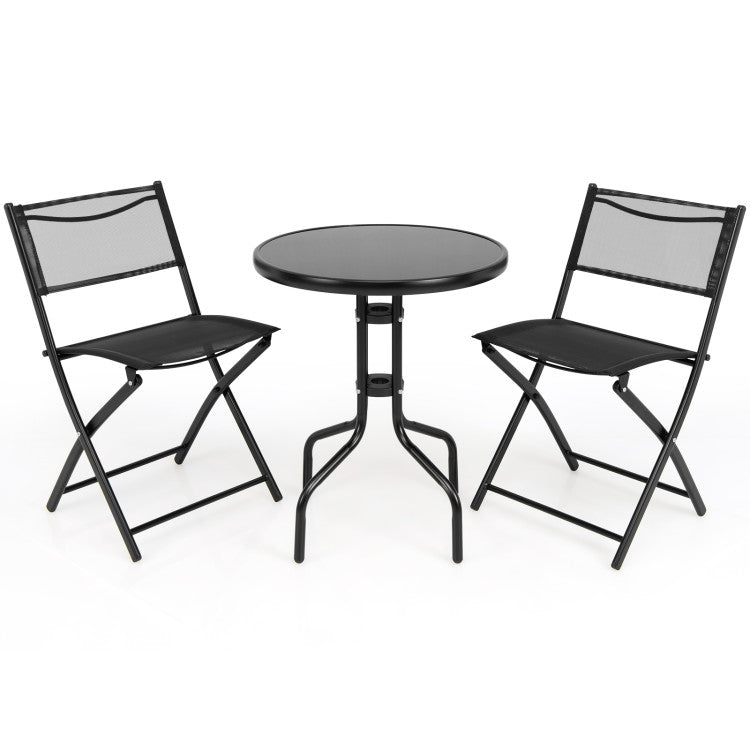 3-Piece Folding Table Chairs Set for Indoor and Outdoor