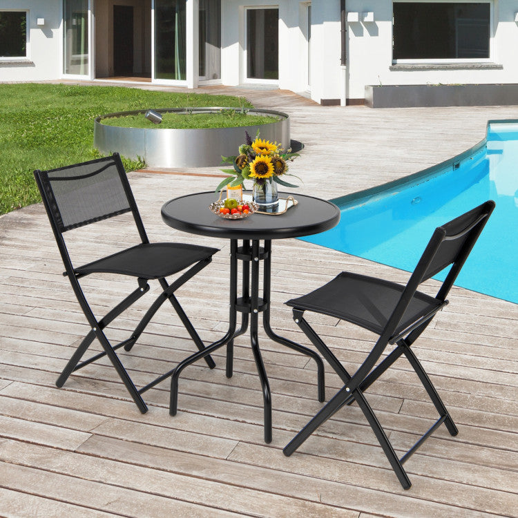 3-Piece Folding Table Chairs Set for Indoor and Outdoor