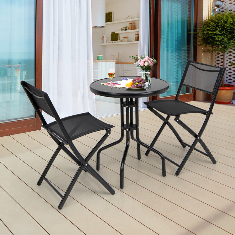 3-Piece Folding Table Chairs Set for Indoor and Outdoor