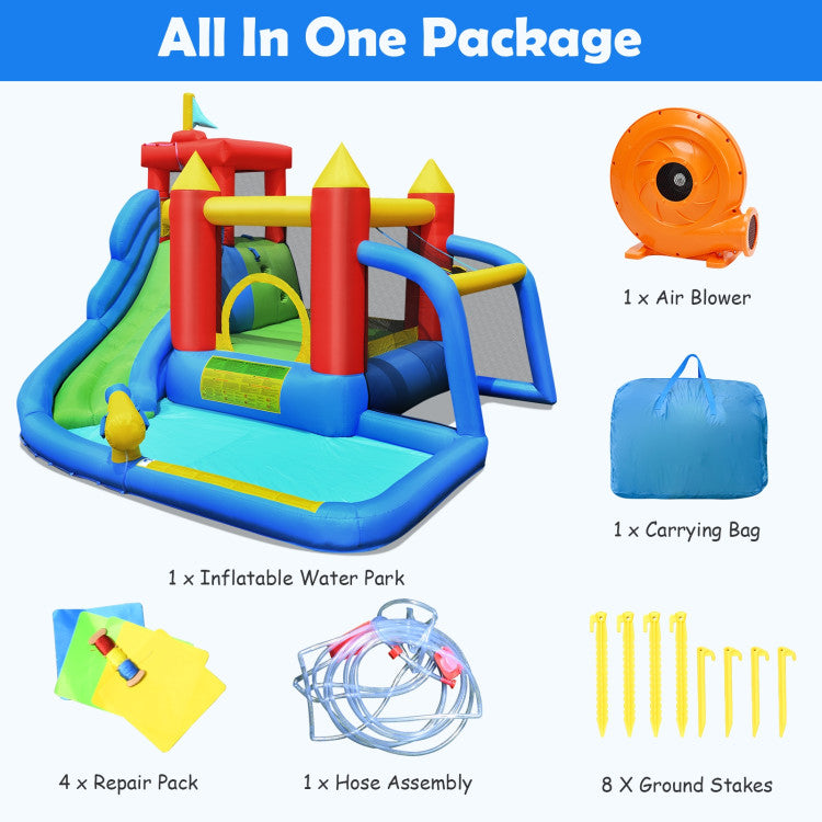 Inflatable Bounce House Splash Pool with Water Climb Slide Blower included