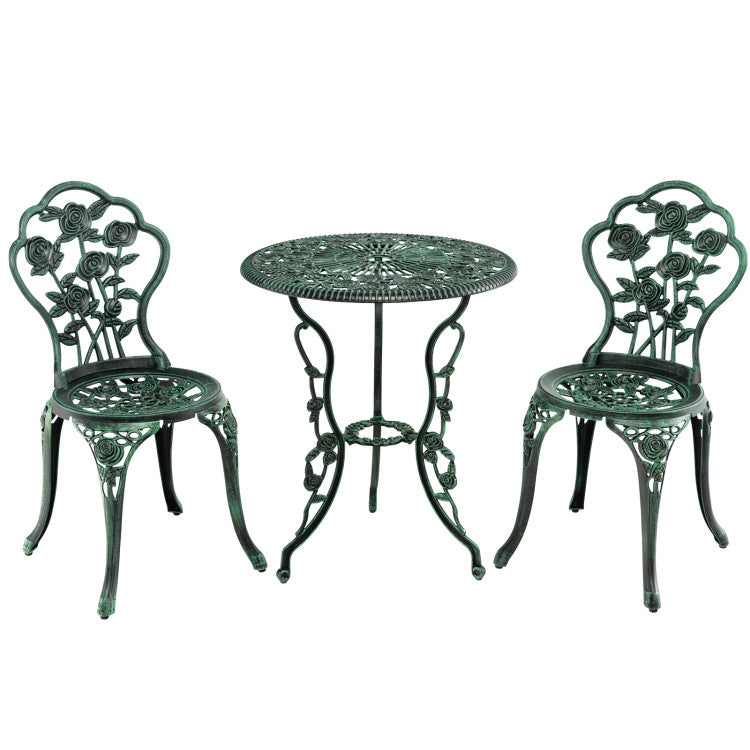 Cast Aluminum Patio Furniture Set with Rose Design