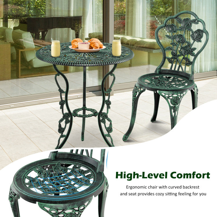 Cast Aluminum Patio Furniture Set with Rose Design