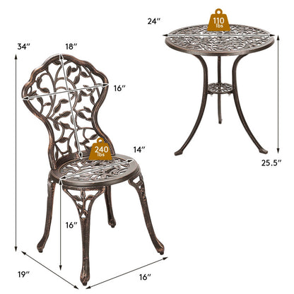 3-Piece Cast Aluminum Bistro Set