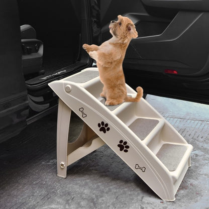 Collapsible Plastic Pet Stairs 4 Step Ladder for Small Dog and Cats