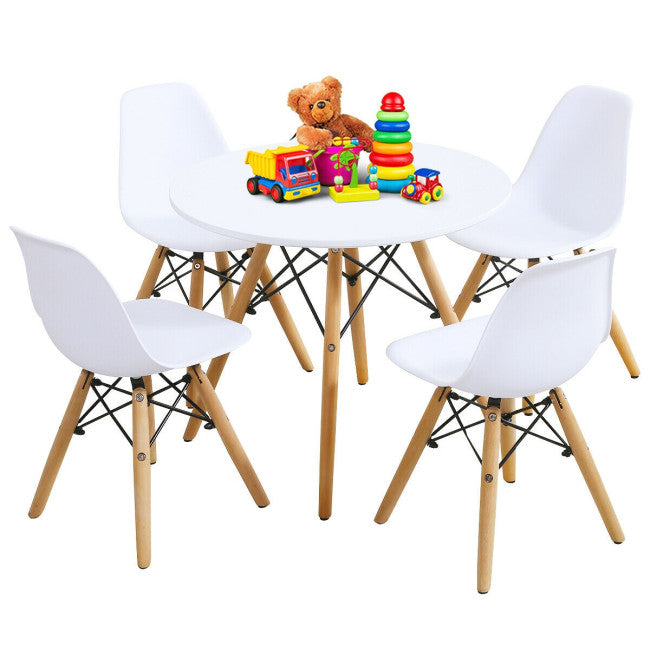 5 Piece Kids Mid-Century Modern Table Chairs Set