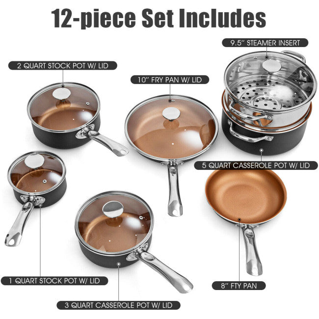 12-Piece Safe Non-stick Cookware Set