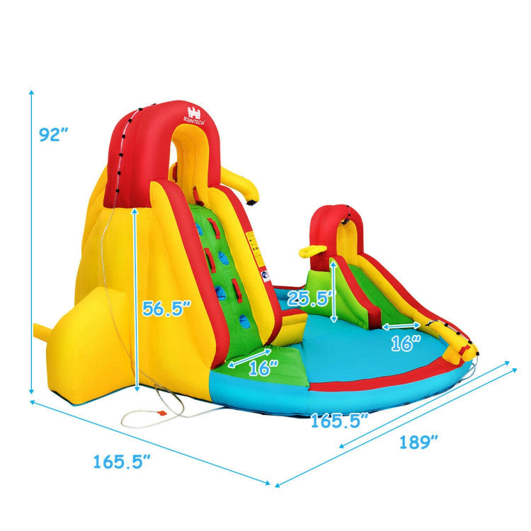 Costway Kid's Inflatable Water Slide Bounce House with Climbing Wall and Pool Without Blower