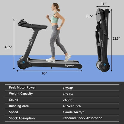 Costway 2.25HP Folding Treadmill with Bluetooth Speaker