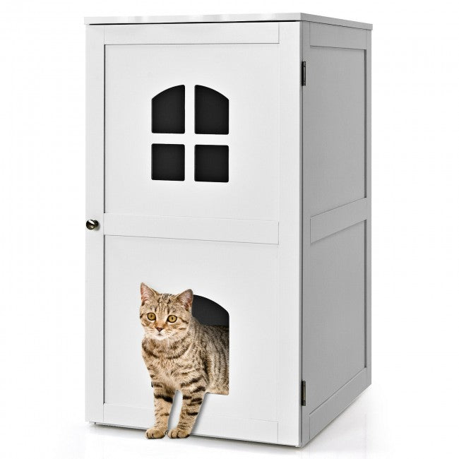 2-Tier Hidden Cat House Enclosure Nightstand