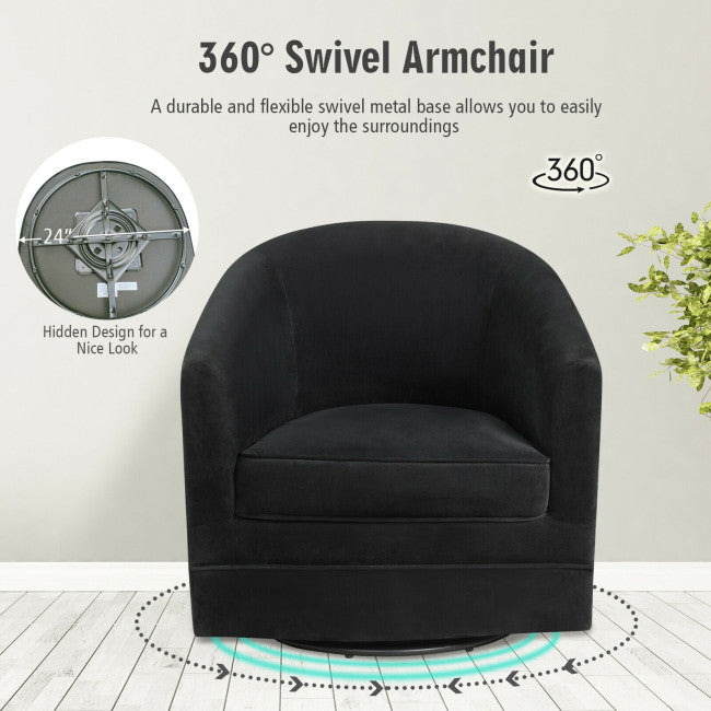 Modern Swivel Barrel Chair with Metal Base