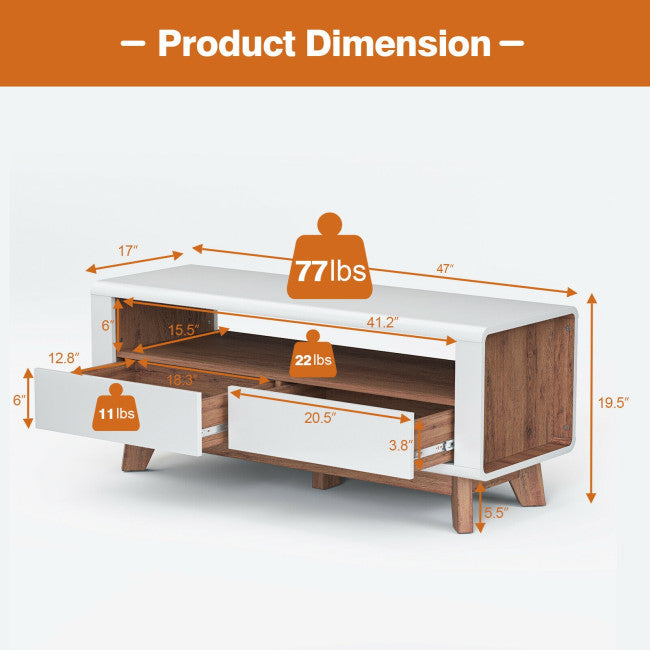 Entertainment Center with 2 Pull-Out Drawers and Open Compartment