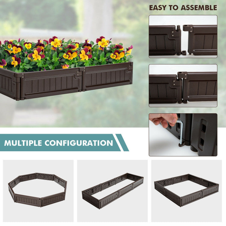 4 x 4 Feet Raised Garden Bed Kit Outdoor Planter Box with Open Bottom Design