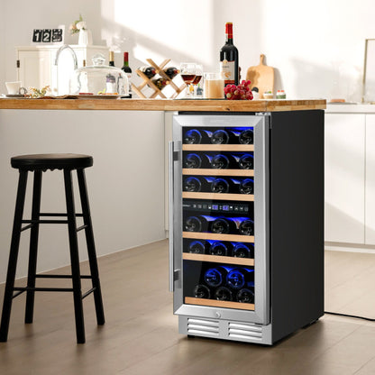 30-Bottle Freestanding Wine Cooler with Temp Memory and Dual Zones