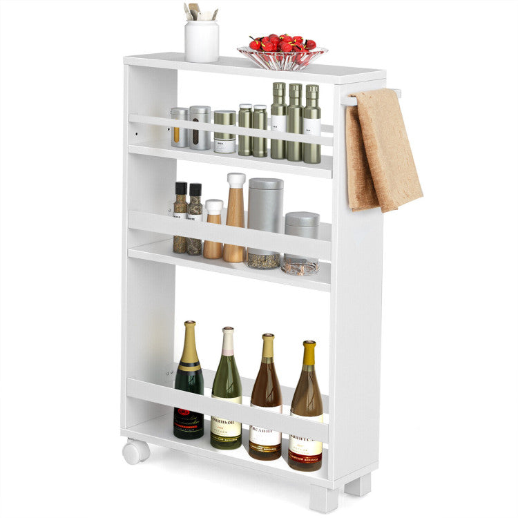 4-Tier Slim Storage Kitchen Cart with Adjustable Shelves