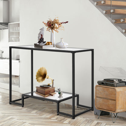 Modern Narrow Console Entryway Table with Storage Lower Shelf