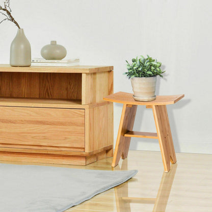 18 Inch Bamboo Shower Stool Bench with Shelf