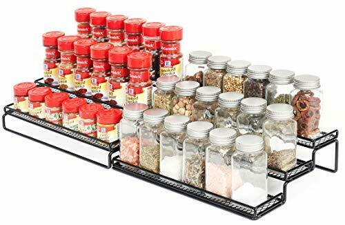 Spice Rack Cabinet Organizer, 3 Tier Expandable Pantry Display Shelf with Protect
