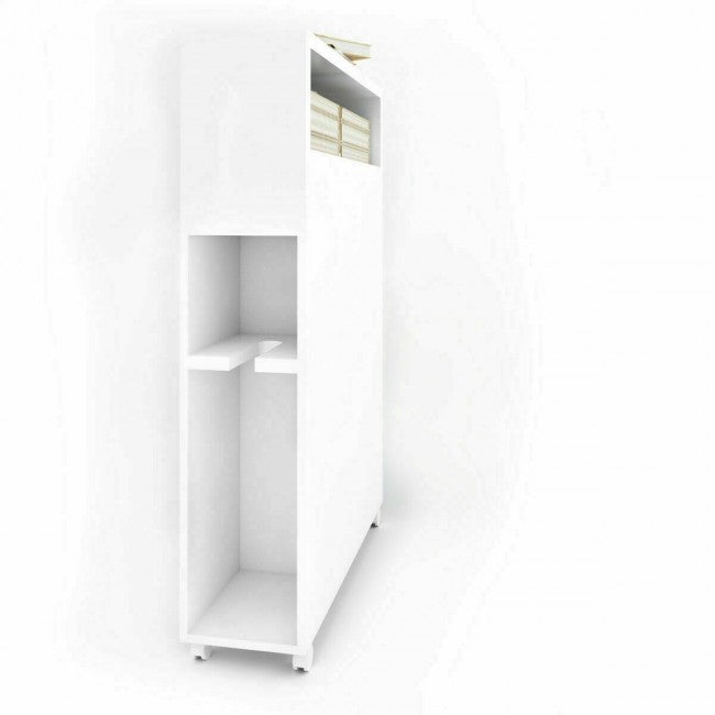 White Wooden Storage Cabinet Organizer with 4 Casters
