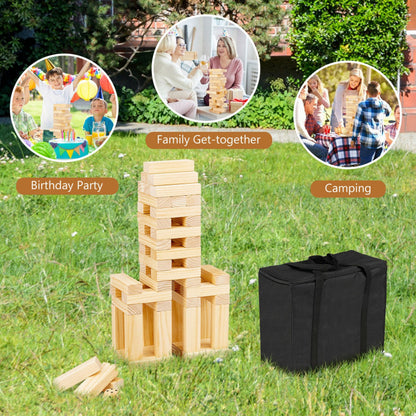 Costway 54 Pieces Tumbling Timber Toy with Carrying Bag