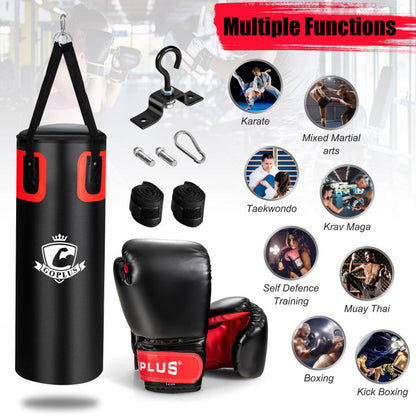 56/63Lbs Filled Punching Bag Set with Boxing Gloves