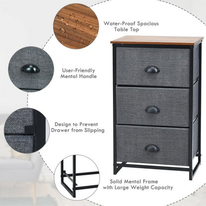 Nightstand Side Table Storage Tower Dresser Chest with 3 Drawers