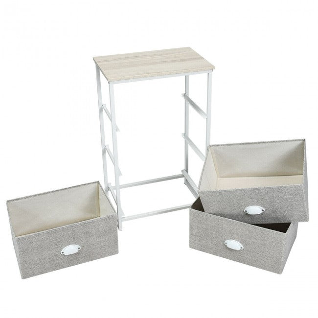 Nightstand Side Table Storage Tower Dresser Chest with 3 Drawers