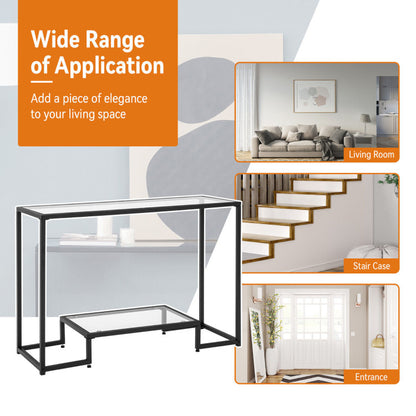 Modern Narrow Console Entryway Table with Storage Lower Shelf