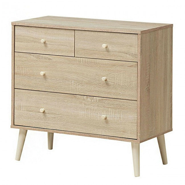 4-Drawer Dresser Cabinet Storage Organizer Rubber Leg with Rail
