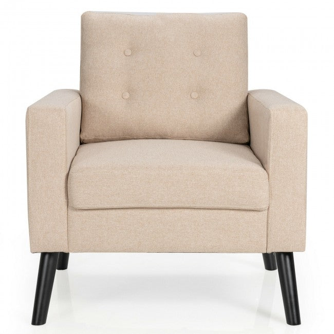 Modern Tufted Accent Chair with Rubber Wood Legs