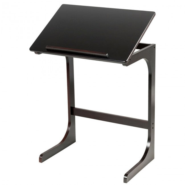 Adjustable C-Shape Couch End Table wth Tilting Top