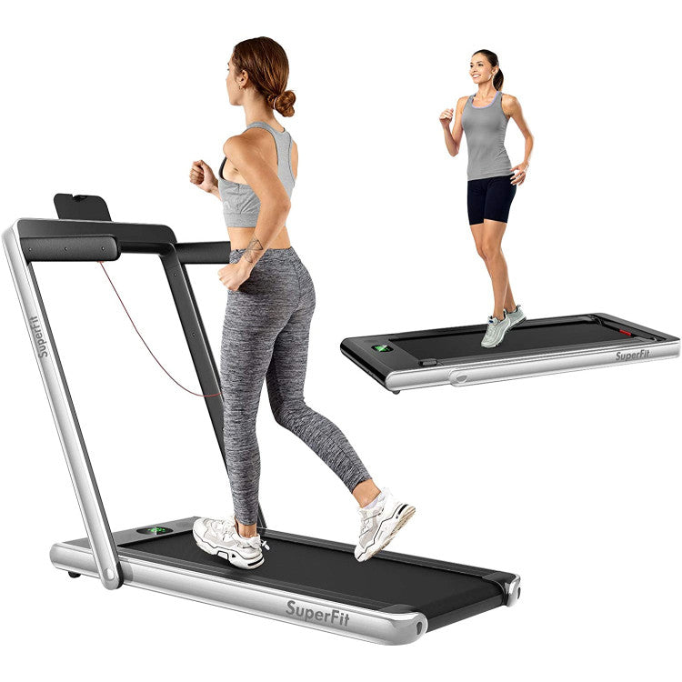 Costway 2.25HP 2-in-1 Folding Treadmill with Bluetooth Speaker Remote Control