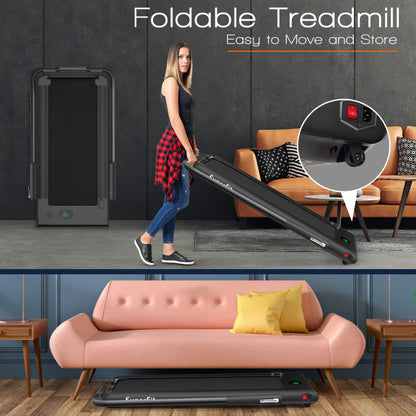 2.25 HP 2-in-1 Folding Treadmill with Remote Control and LED Display