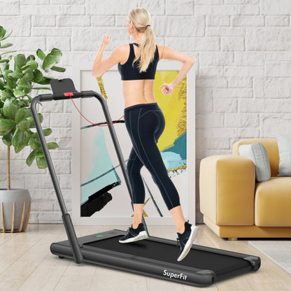 2.25 HP 2-in-1 Folding Treadmill with Remote Control and LED Display