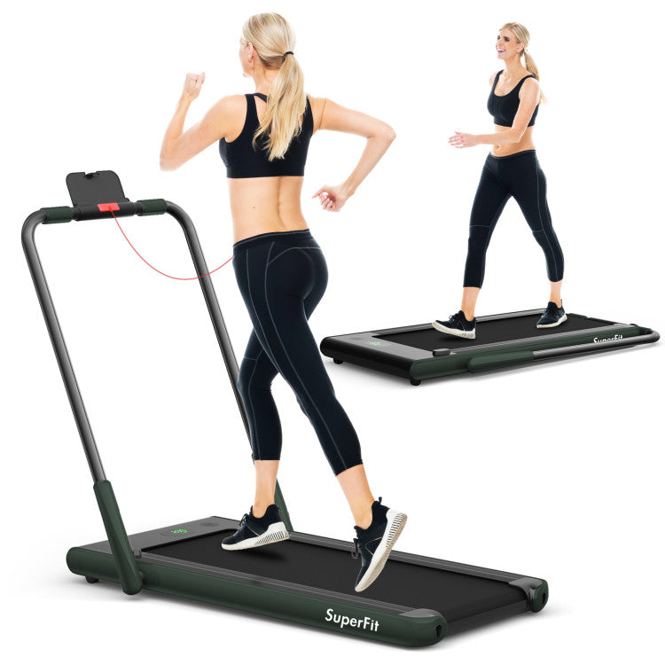 2.25 HP 2-in-1 Folding Treadmill with Remote Control and LED Display