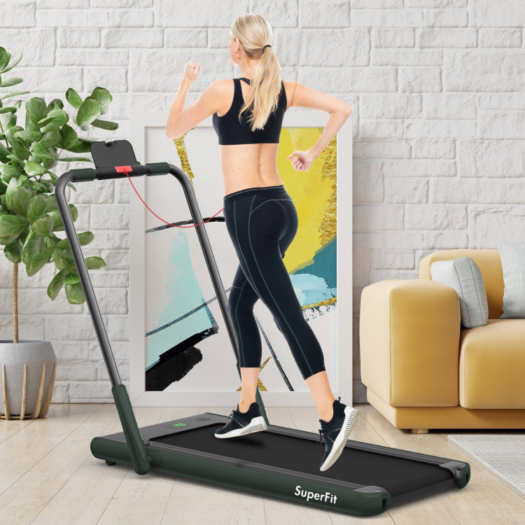 2.25 HP 2-in-1 Folding Treadmill with Remote Control and LED Display