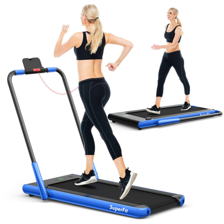 2.25 HP 2-in-1 Folding Treadmill with Remote Control and LED Display