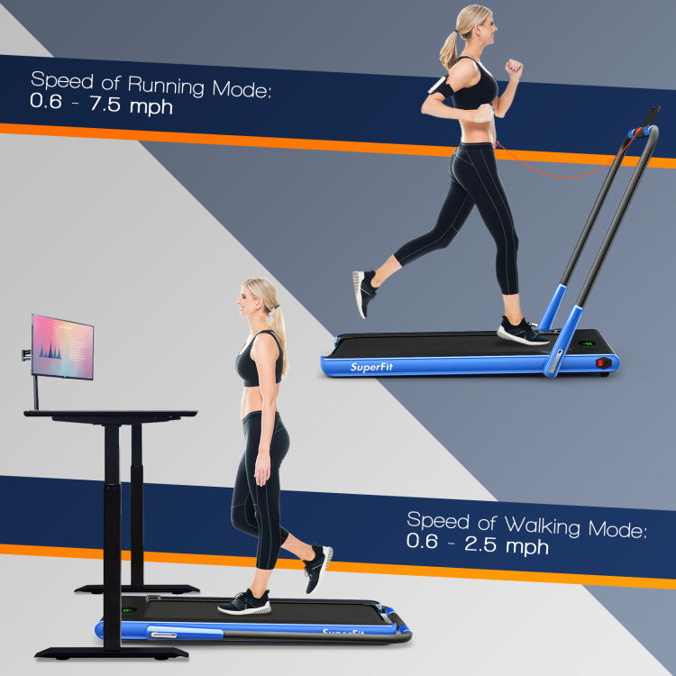 2.25 HP 2-in-1 Folding Treadmill with Remote Control and LED Display