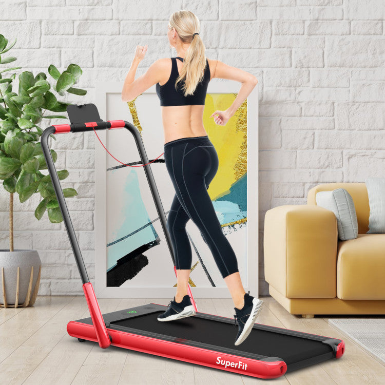 2.25 HP 2-in-1 Folding Treadmill with Remote Control and LED Display