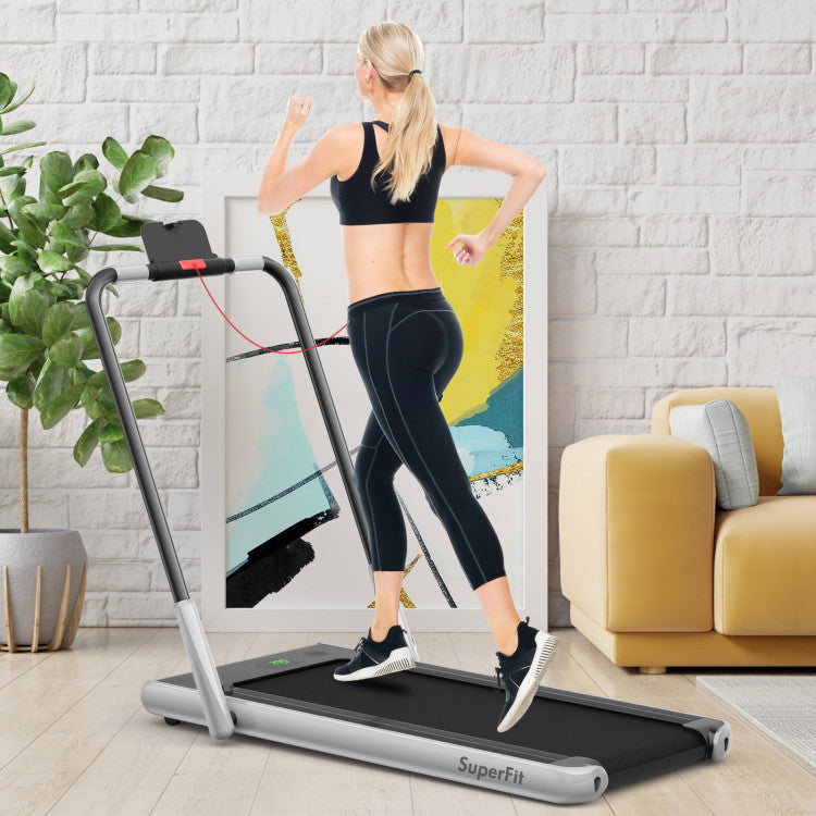 2.25 HP 2-in-1 Folding Treadmill with Remote Control and LED Display