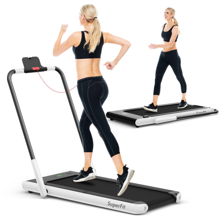 2.25 HP 2-in-1 Folding Treadmill with Remote Control and LED Display